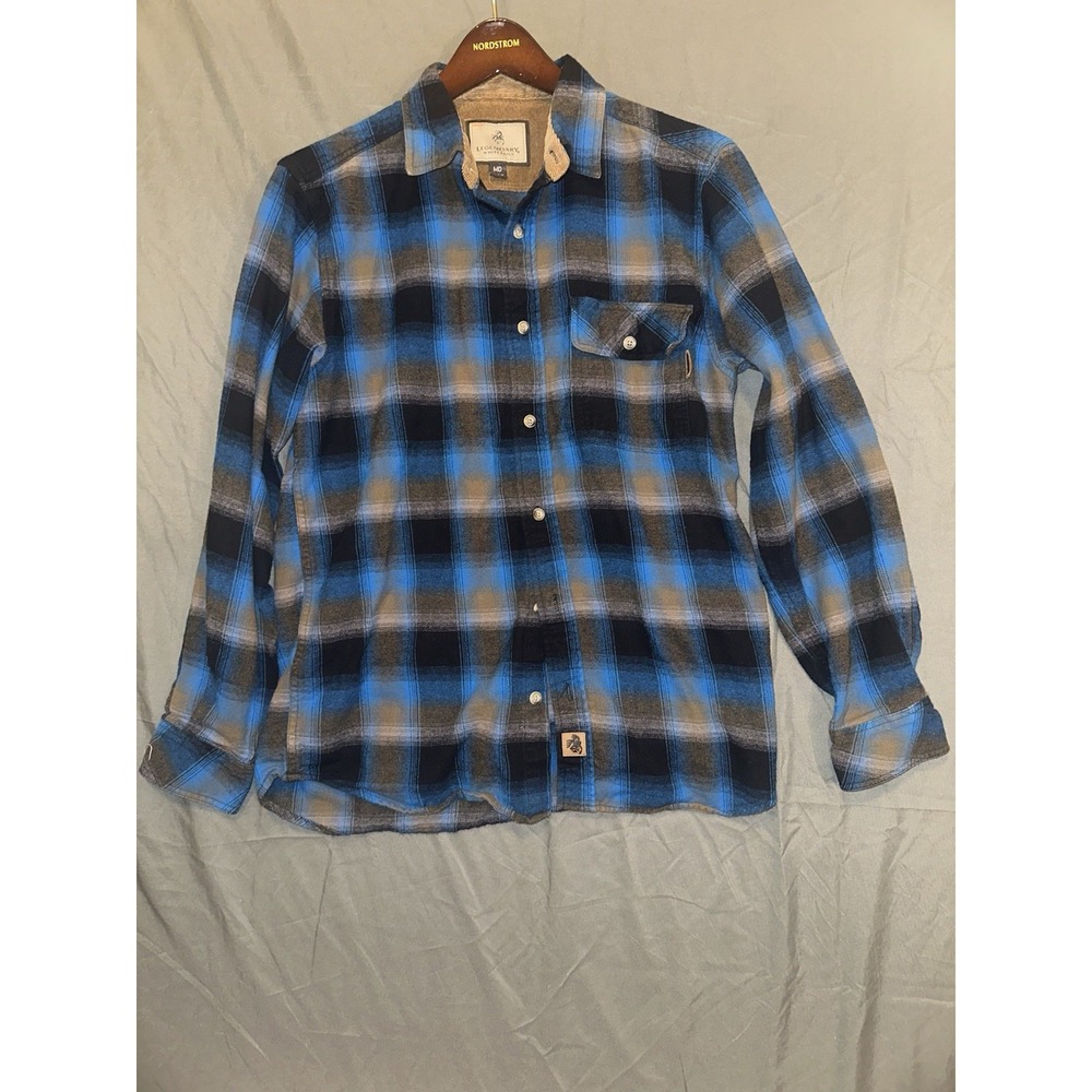 Legendary Whitetails Shirt Mens‎ Medium Blue Cobalt Plaid Buck Camp Flannel